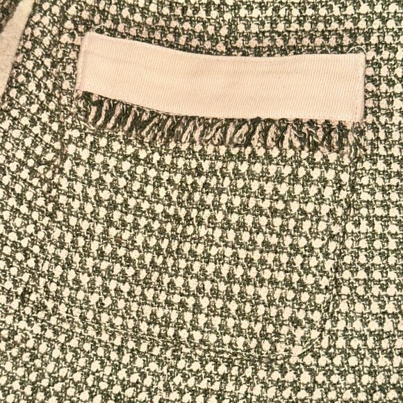 Sundance Jacket Women's Size 14 Green Tweed Button Front Raw Hem Wool Blend - Picture 4 of 8